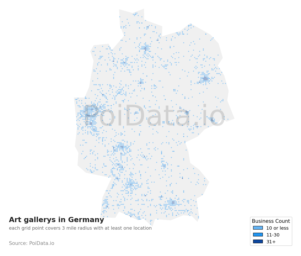 Art gallery density map for Germany