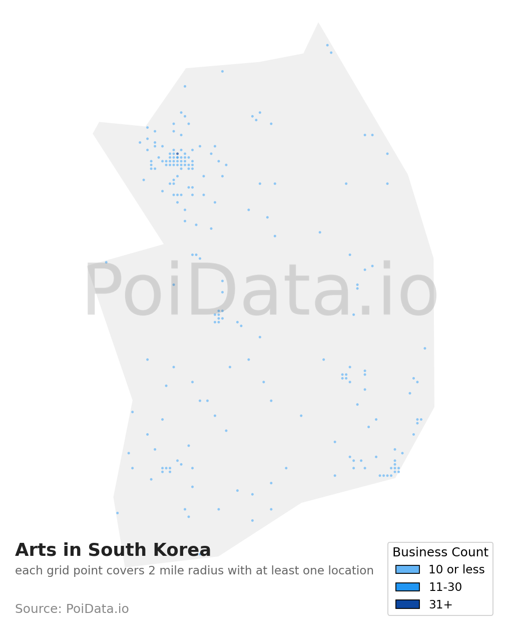 Art density map for South Korea