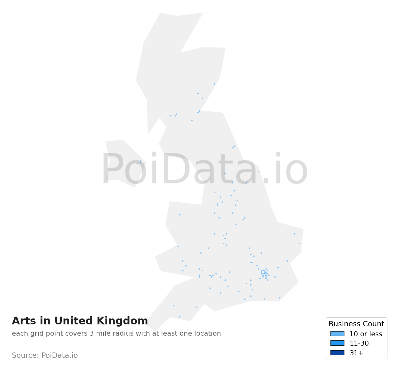 Art density map for United Kingdom