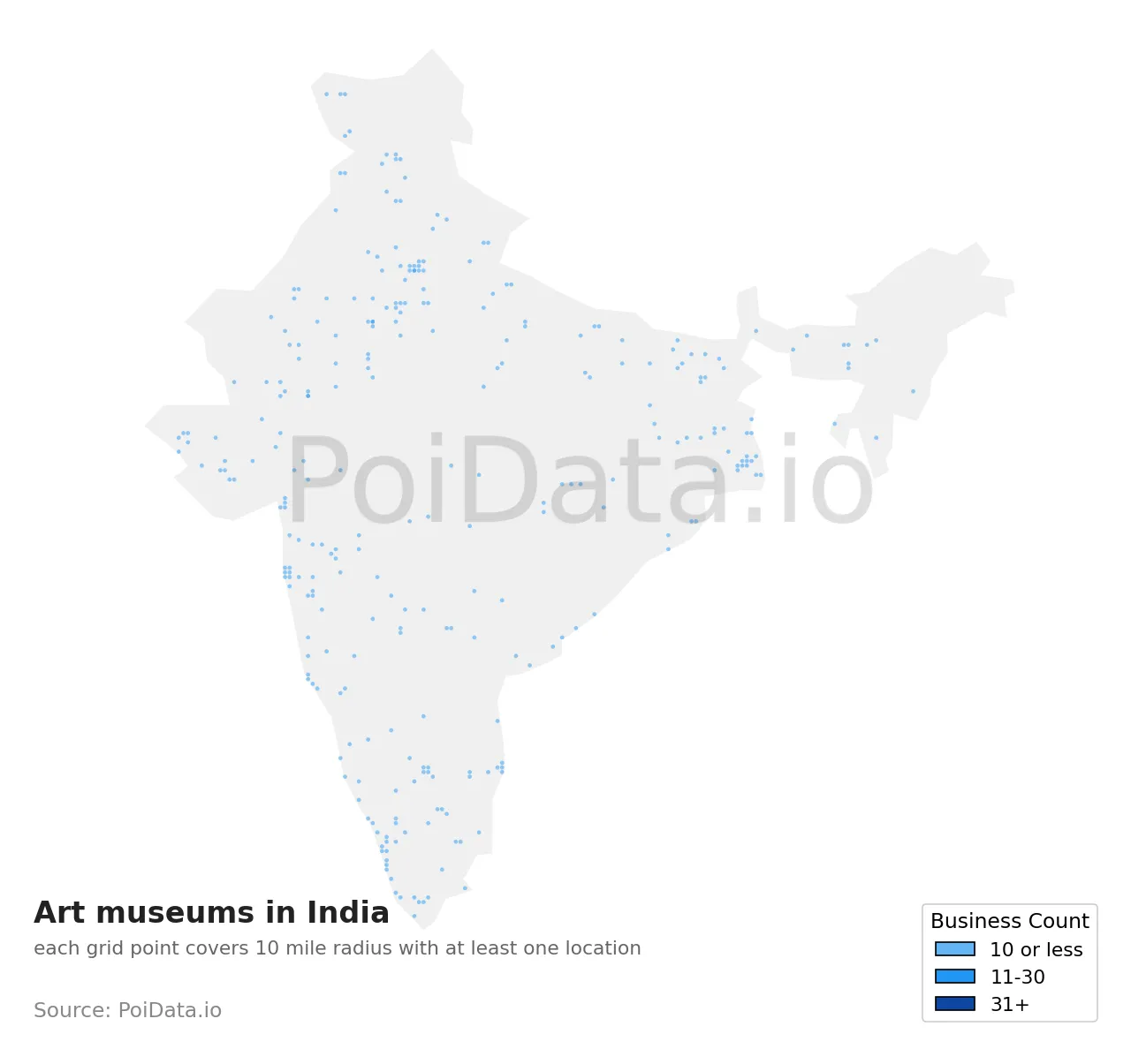 Art museum density map for India