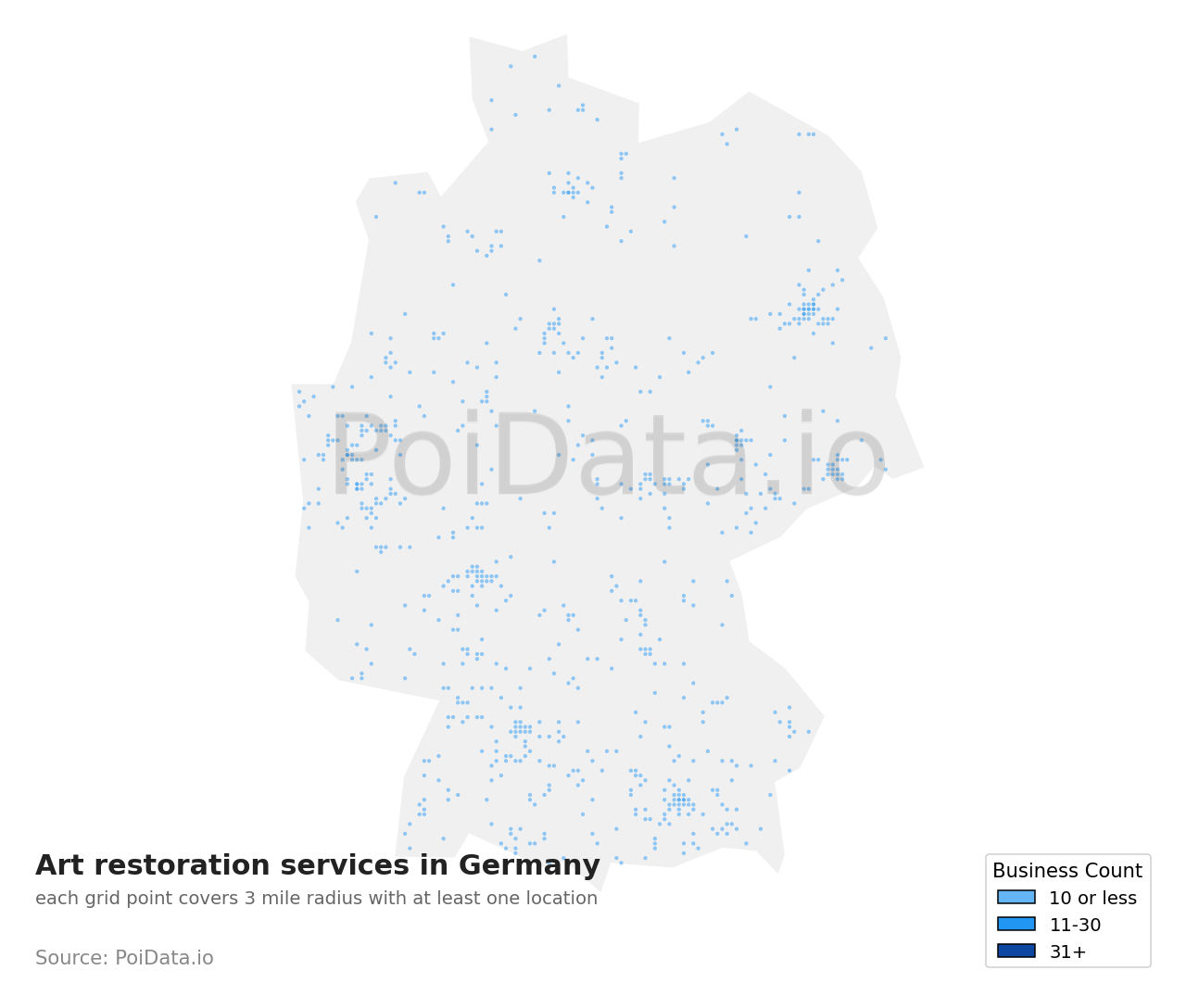 Art restoration service density map for Germany