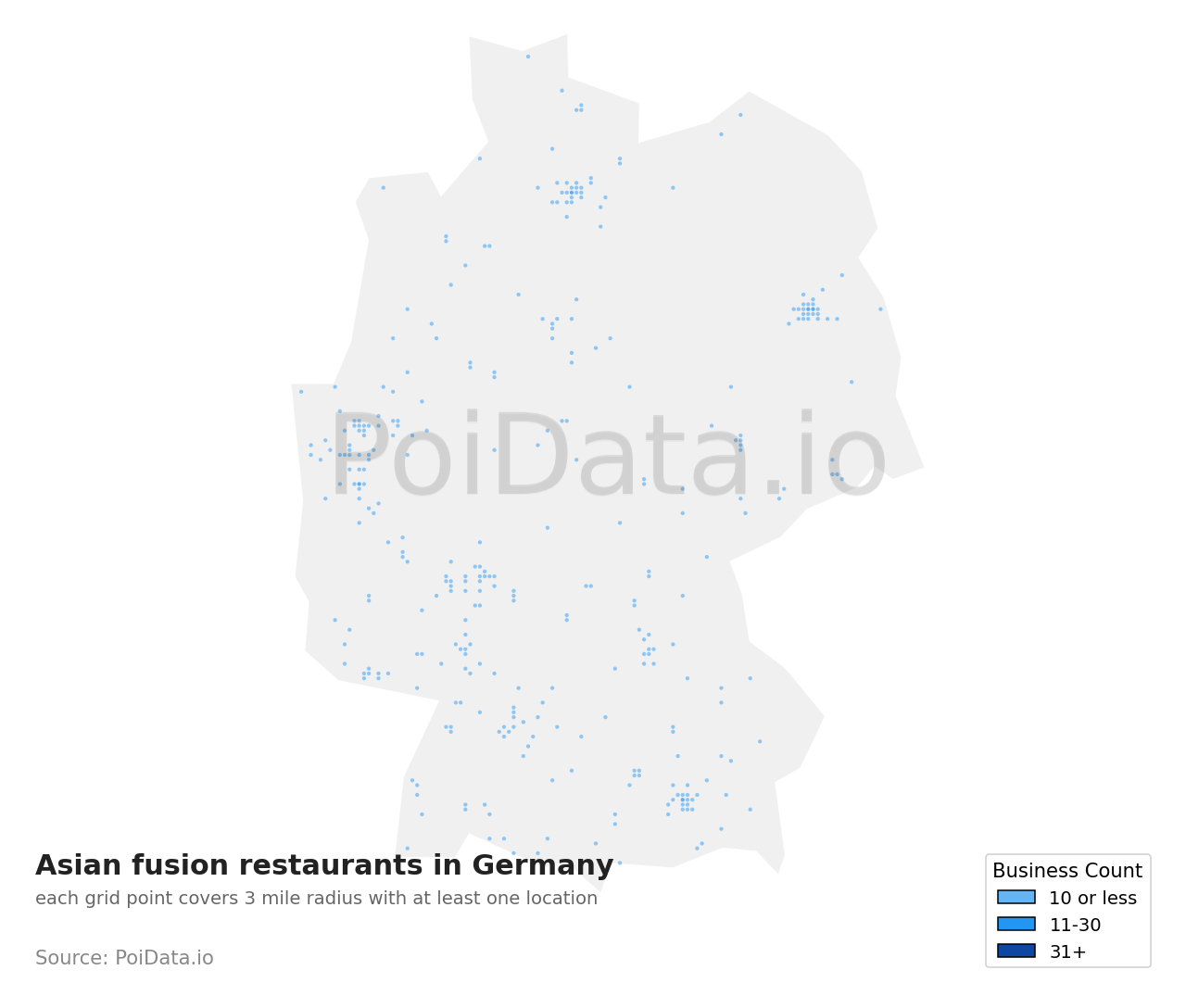 Asian fusion restaurant density map for Germany