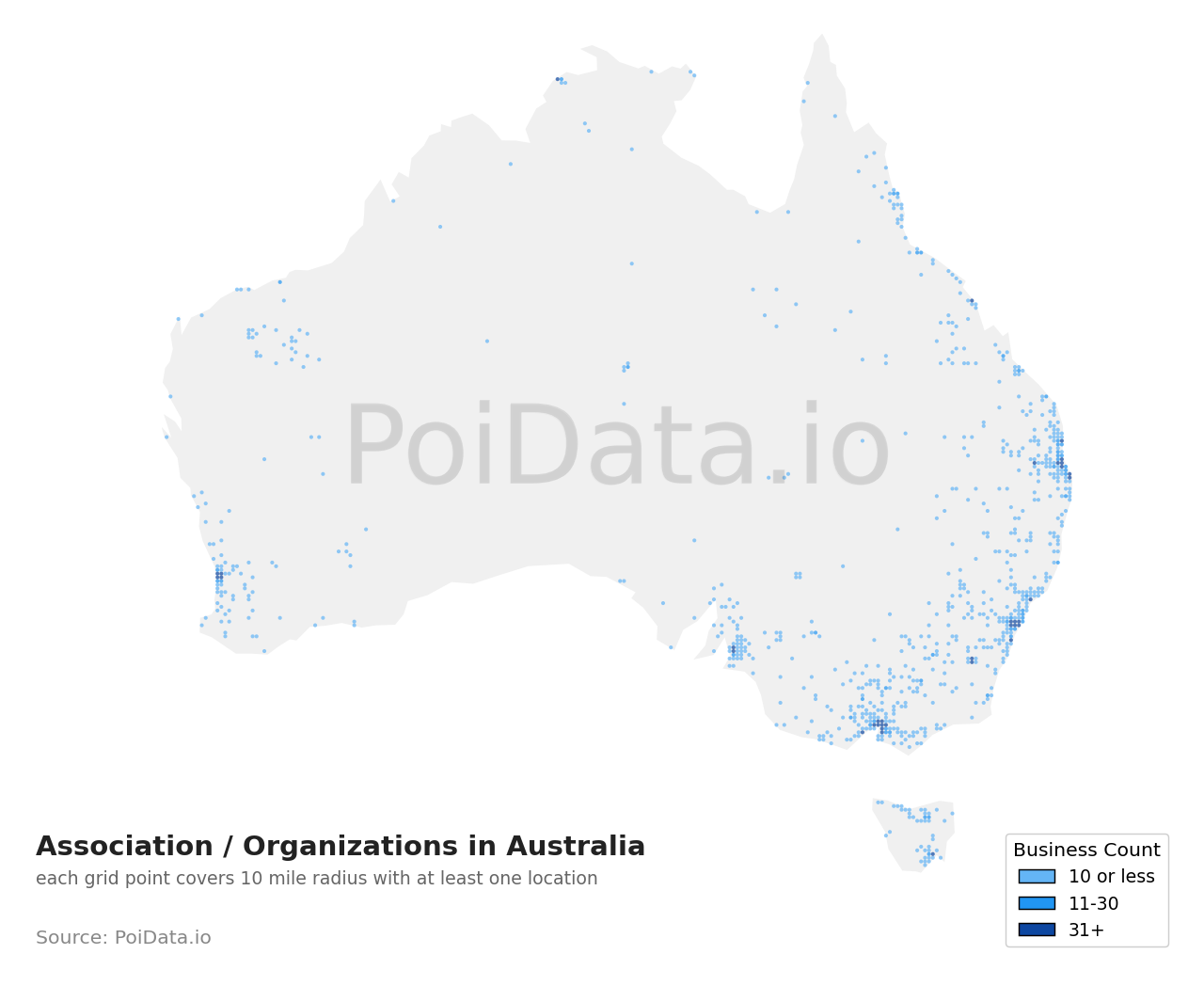 Association / Organization density map for Australia