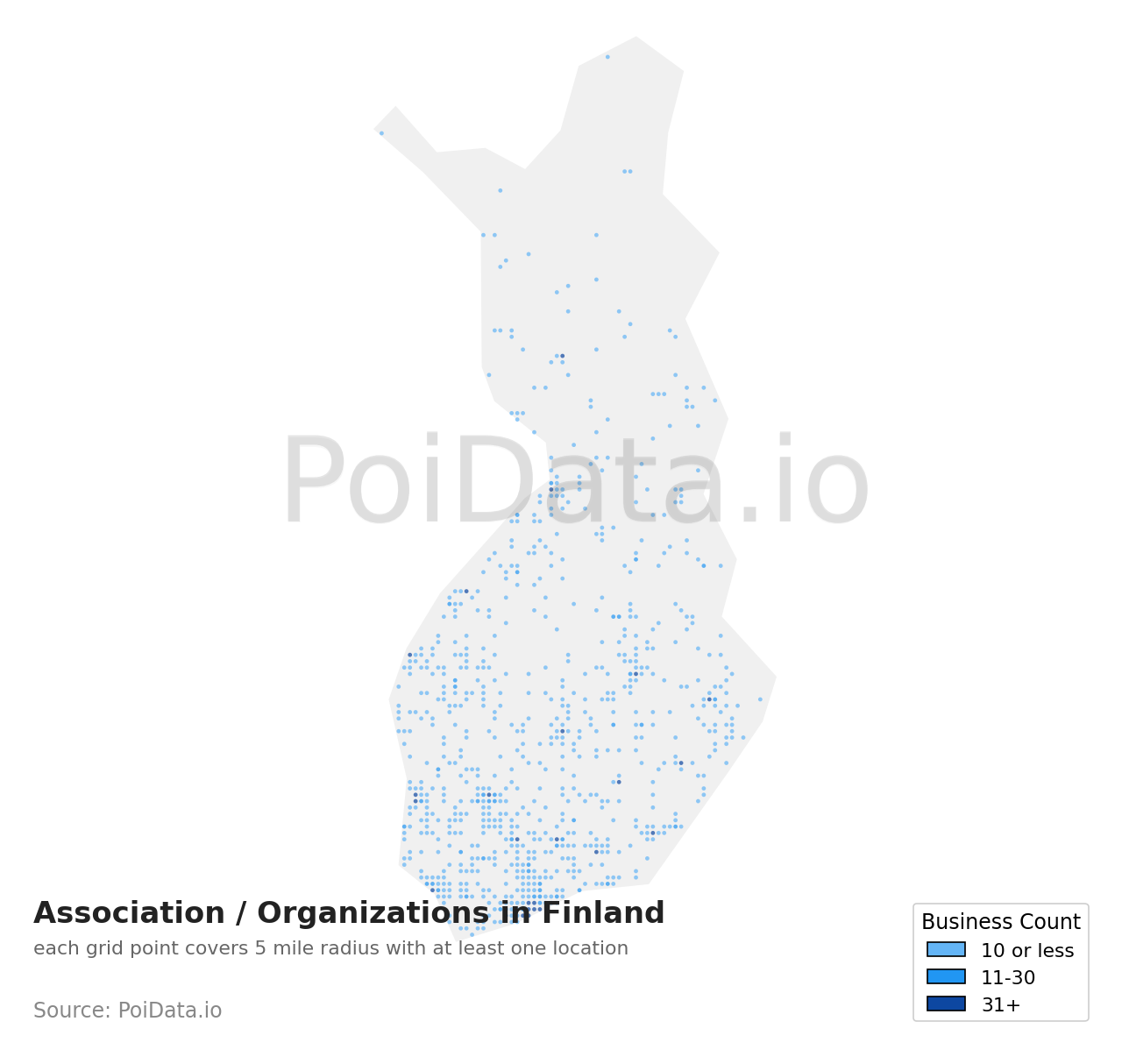 Association / Organization density map for Finland