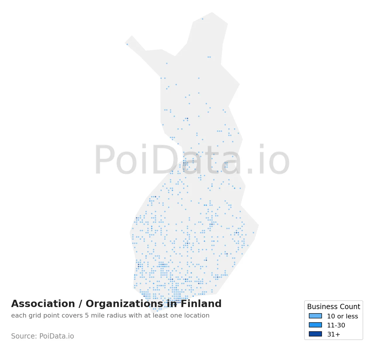 Association / Organization density map for Finland