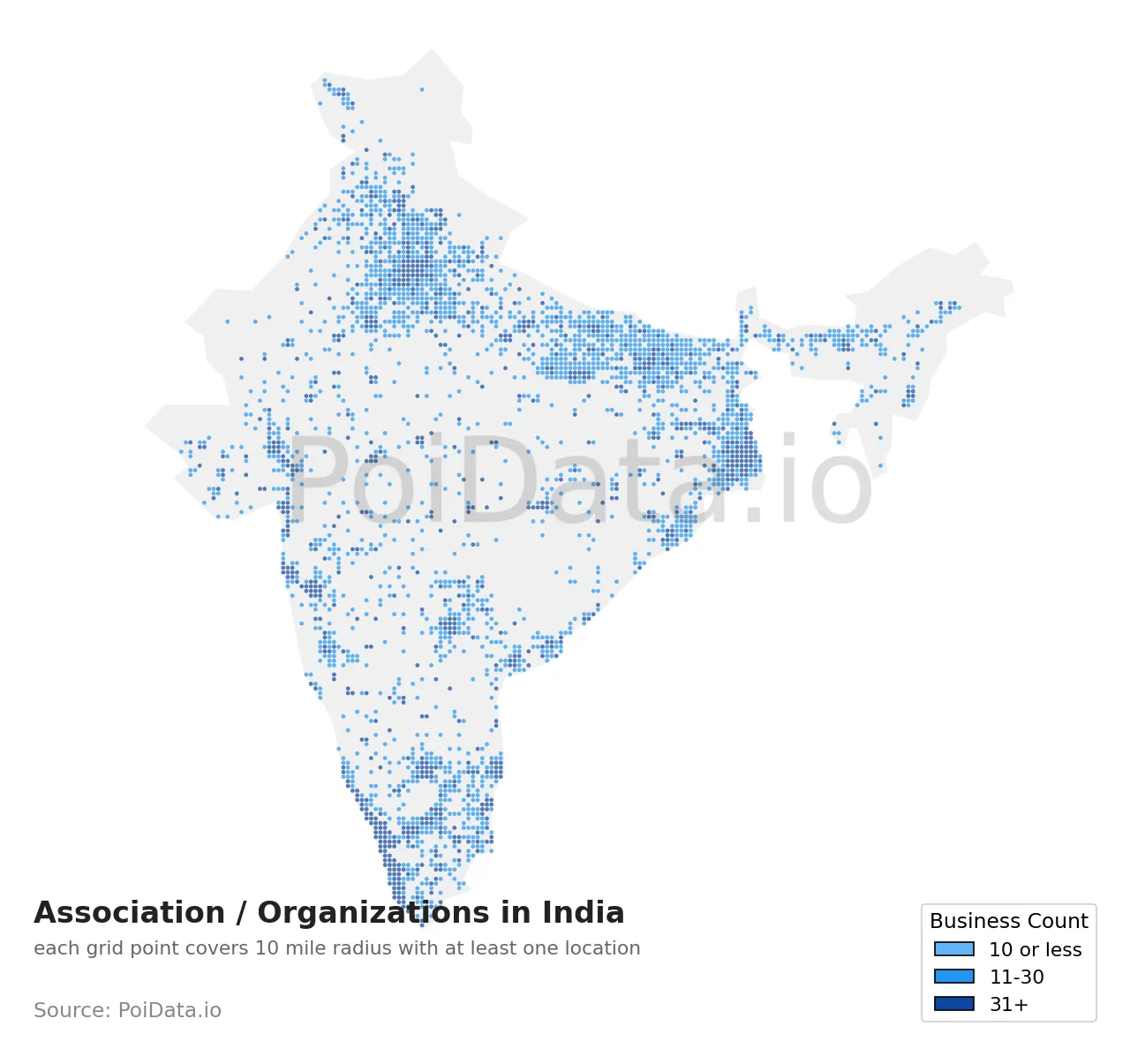 Association / Organization density map for India