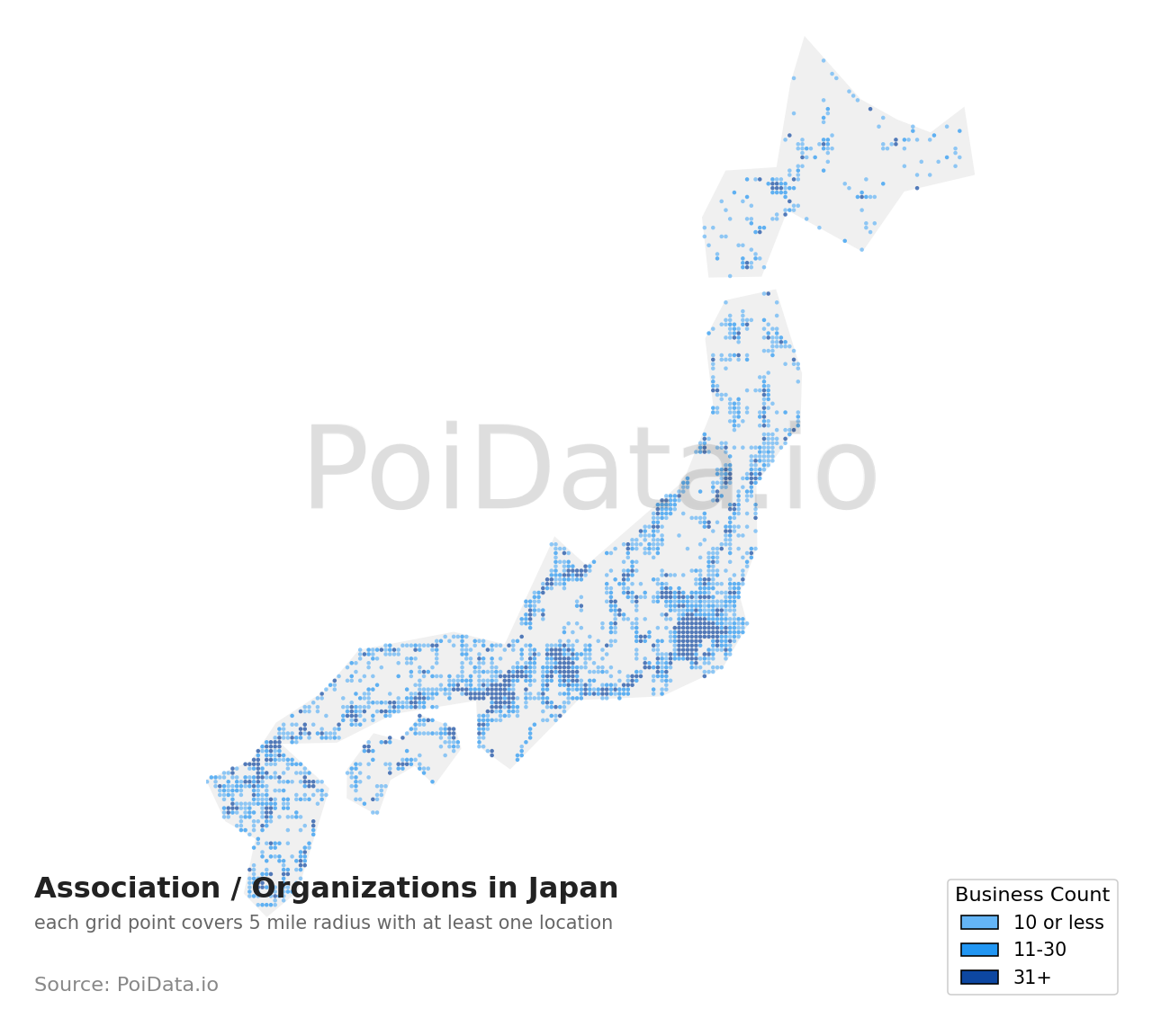 Association / Organization density map for Japan