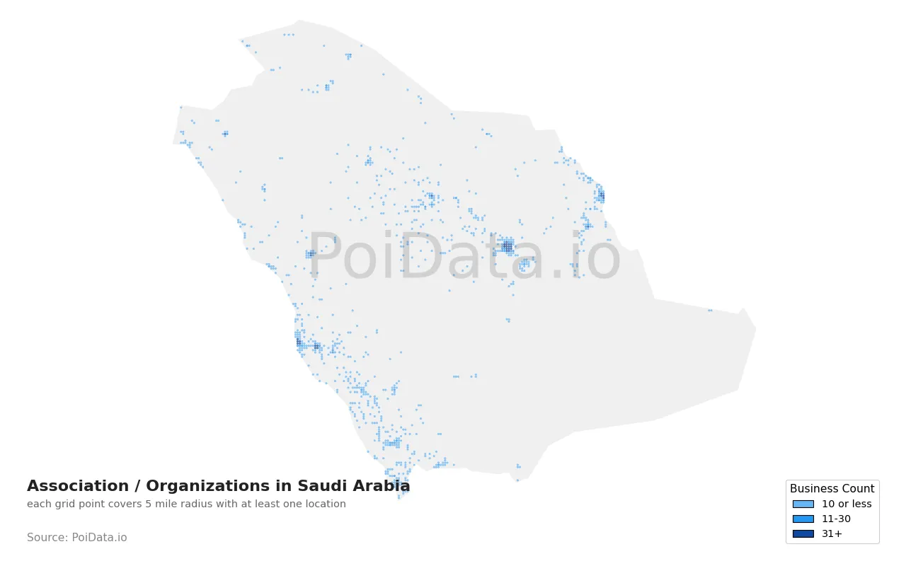 Association / Organization density map for Saudi Arabia