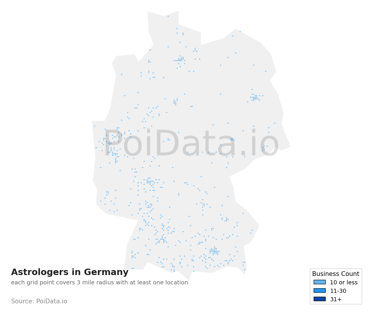 Astrologer density map for Germany