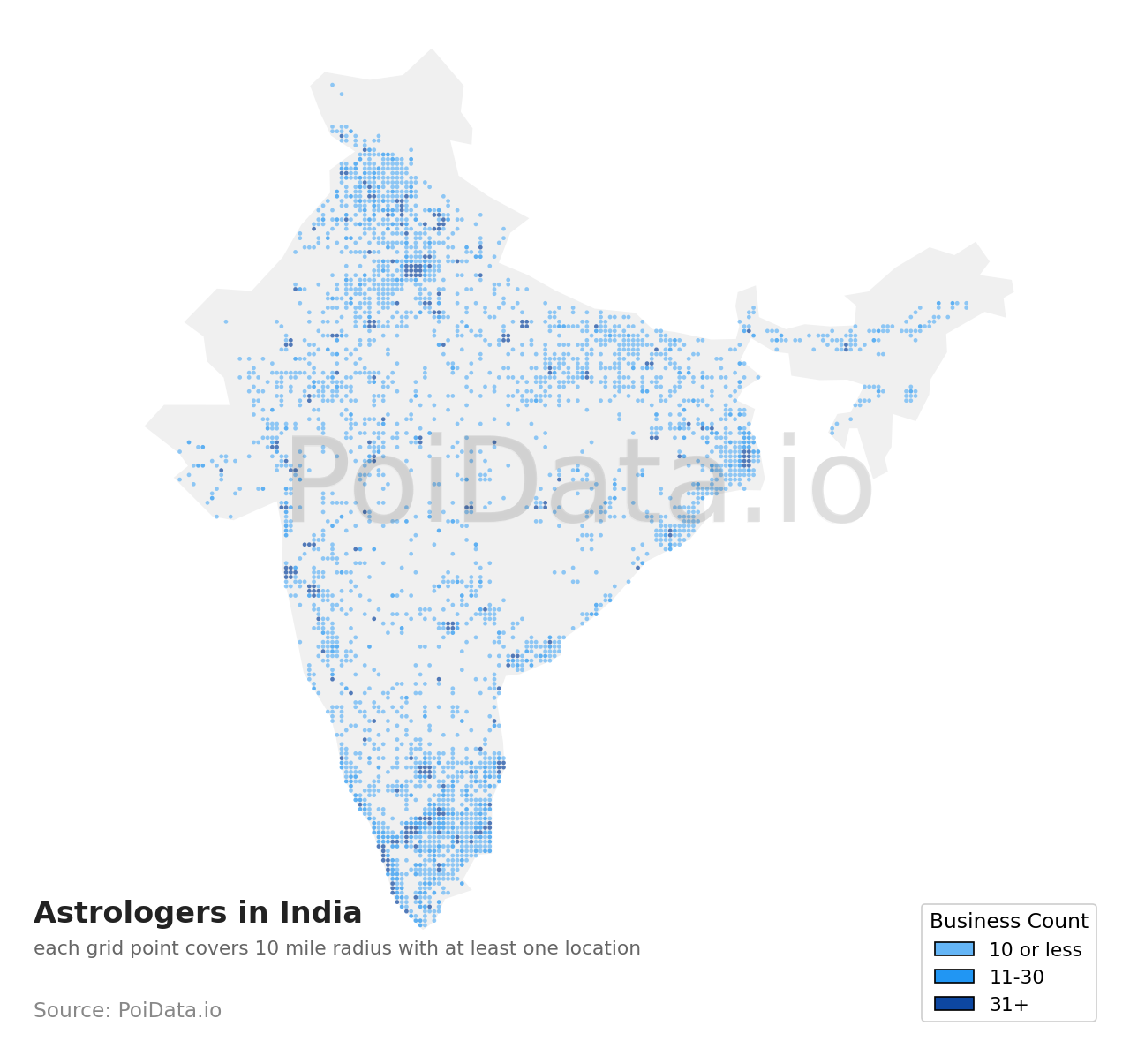 Astrologer density map for India