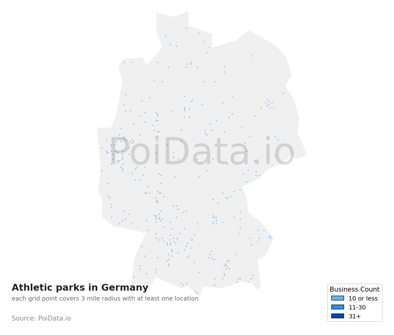 Athletic park density map for Germany