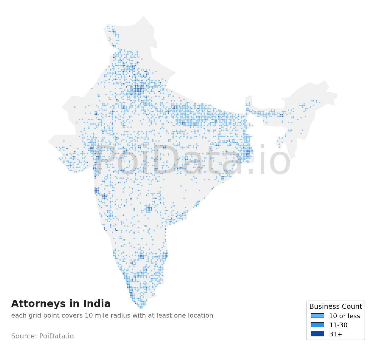 Attorney density map for India