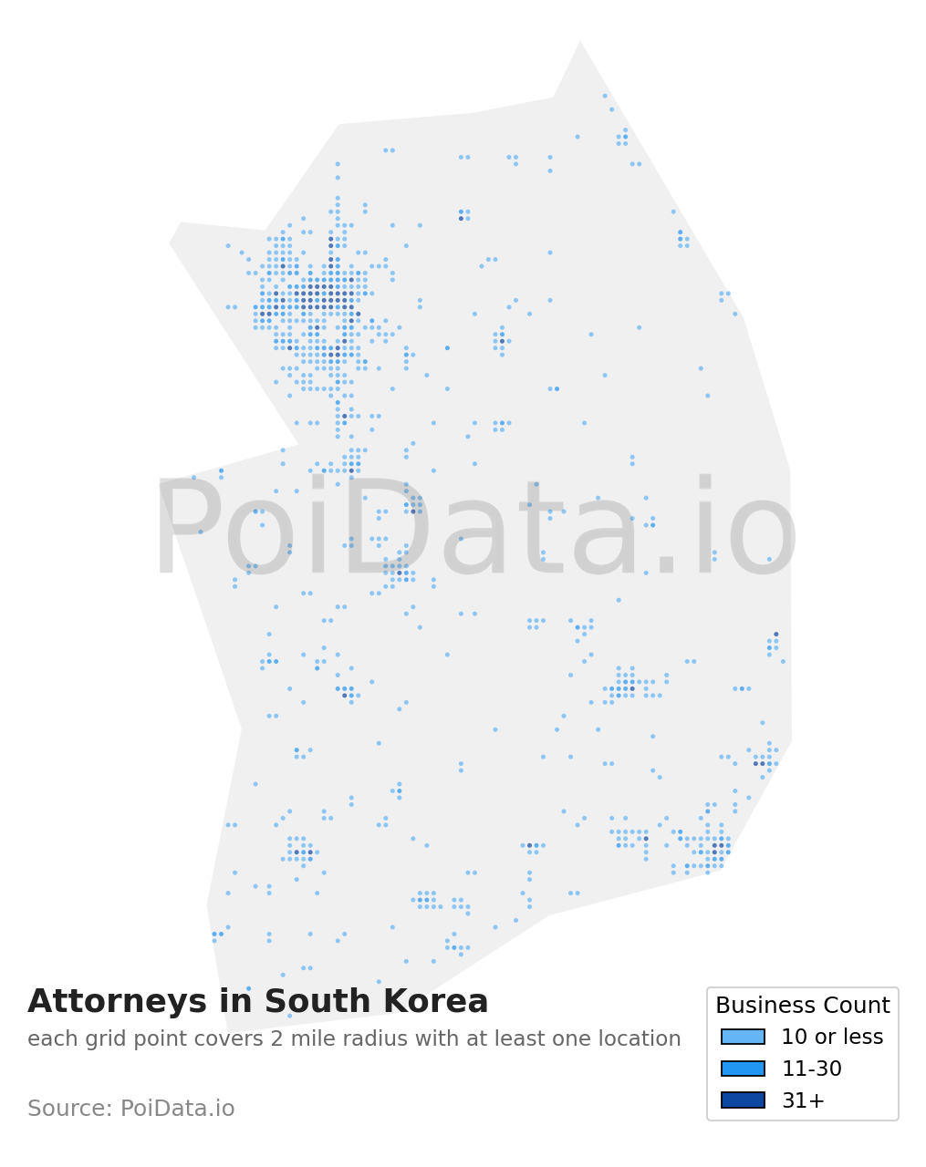 Attorney density map for South Korea