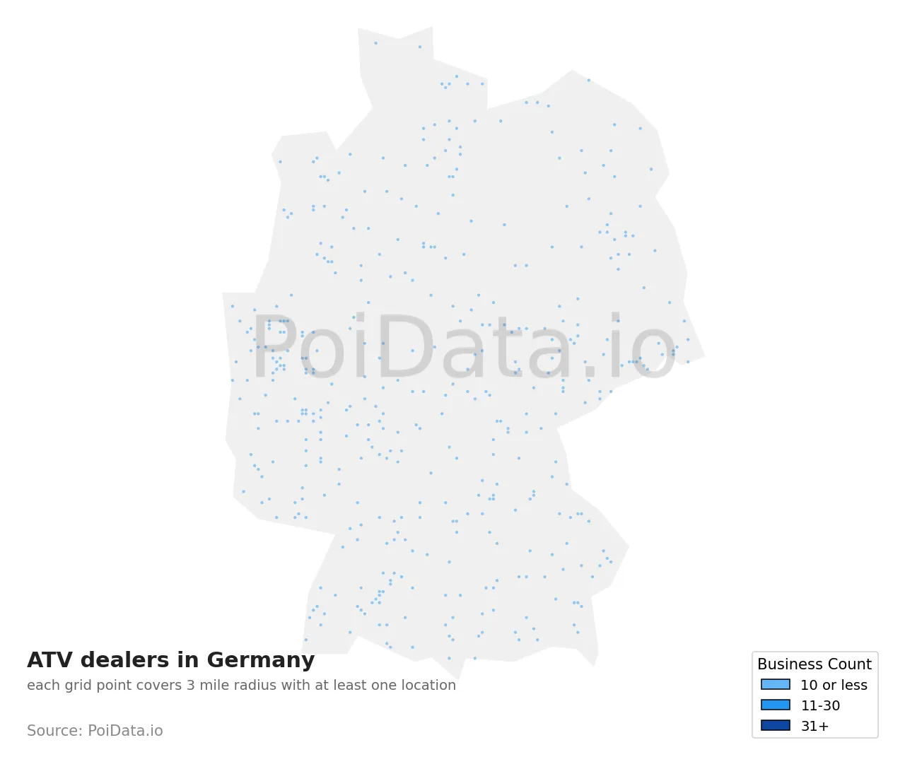 ATV dealer density map for Germany