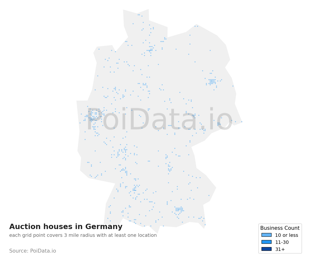 Auction house density map for Germany
