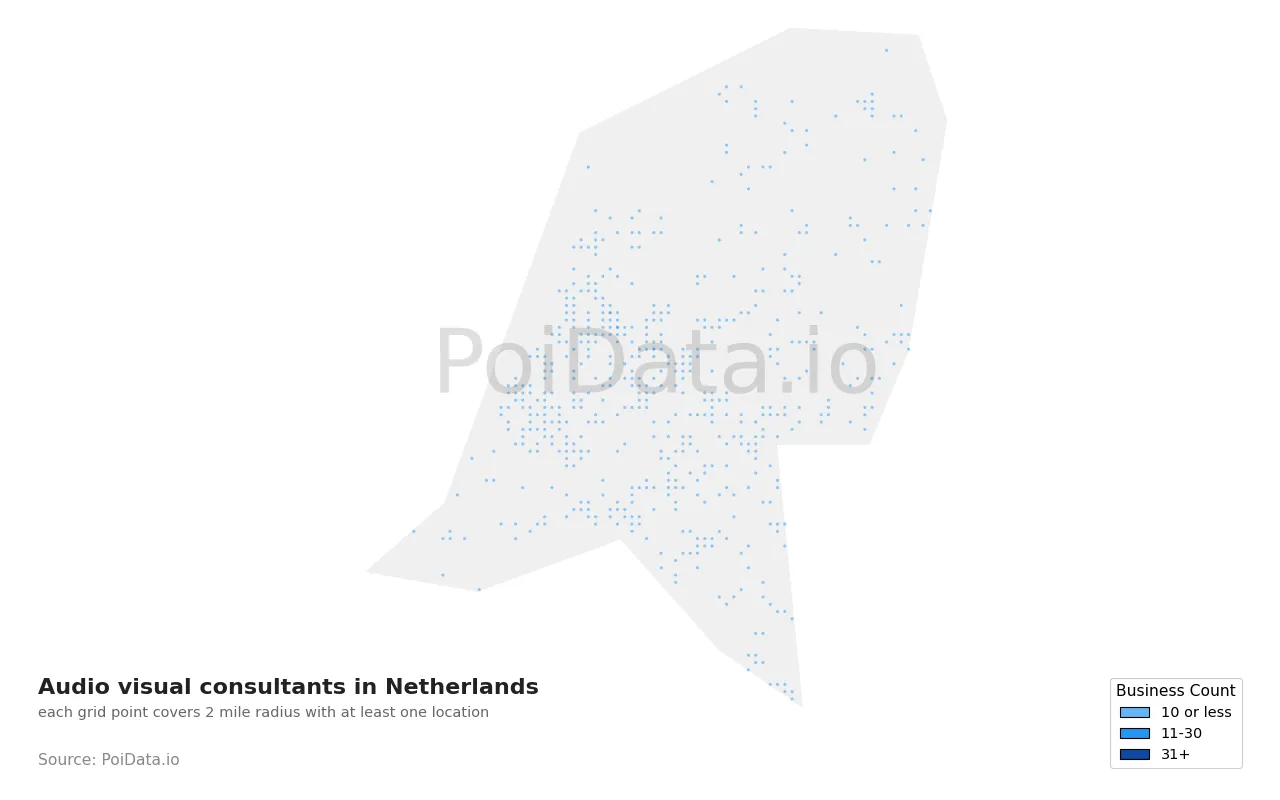 Audio visual consultant density map for Netherlands