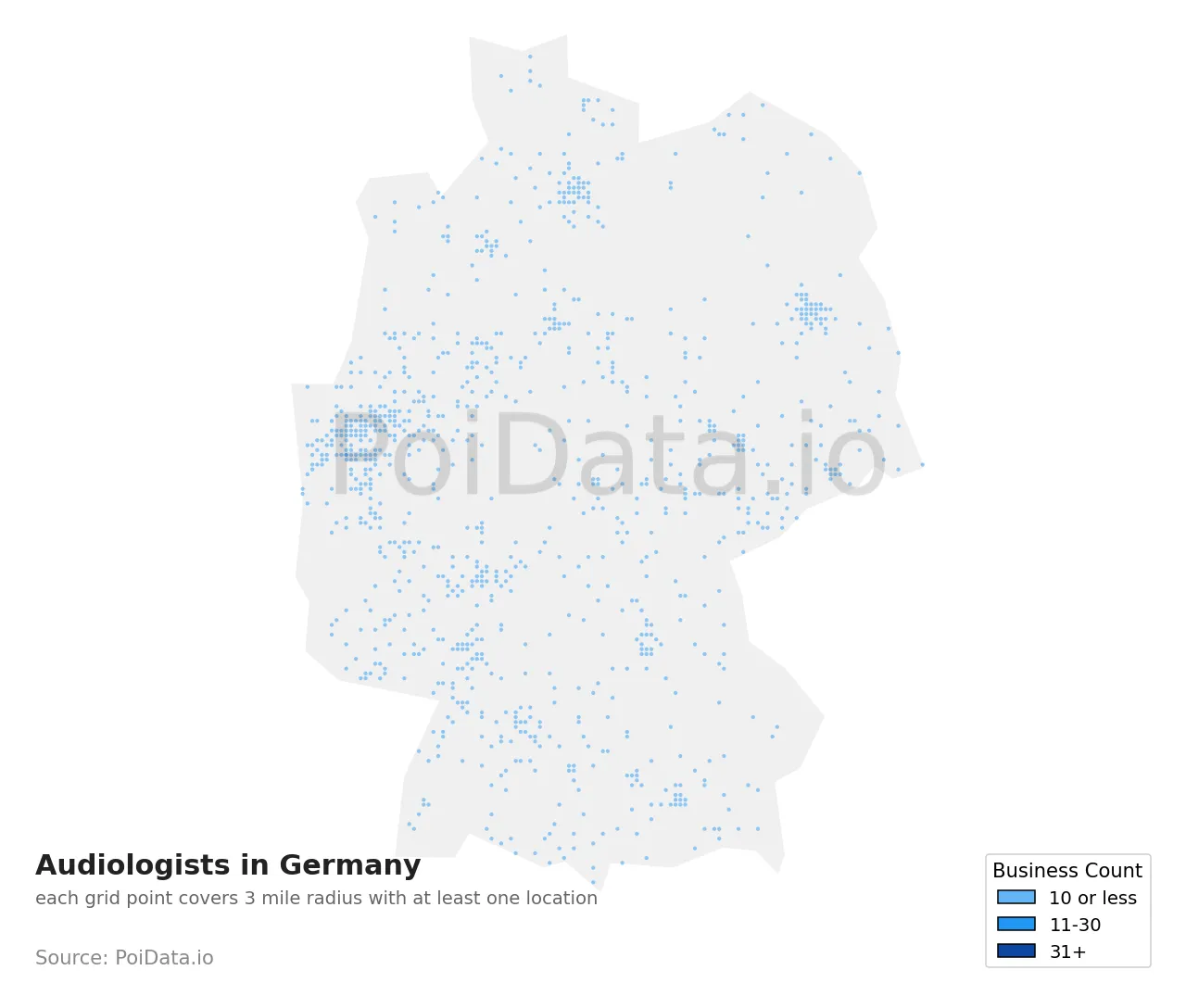Audiologist density map for Germany