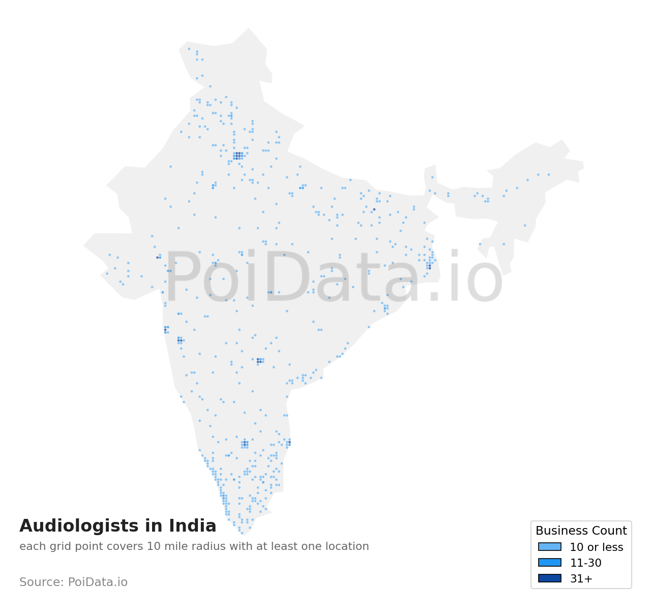 Audiologist density map for India