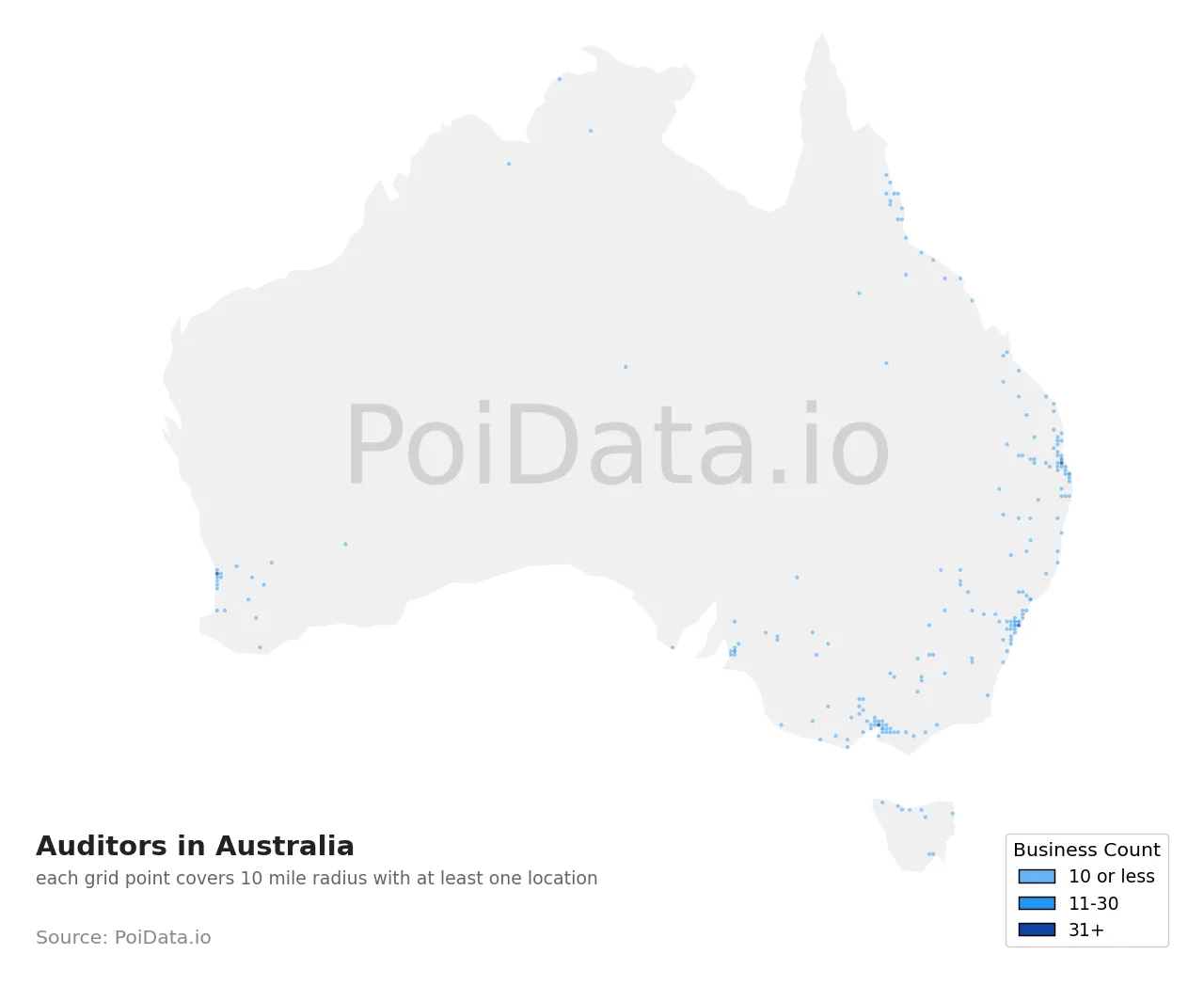 Auditor density map for Australia