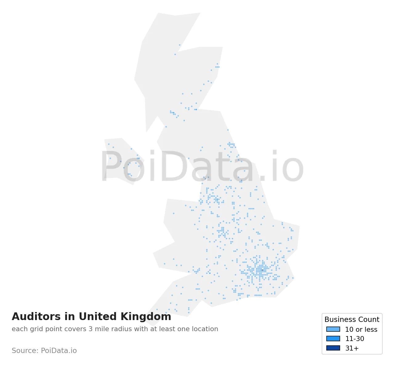 Auditor density map for United Kingdom