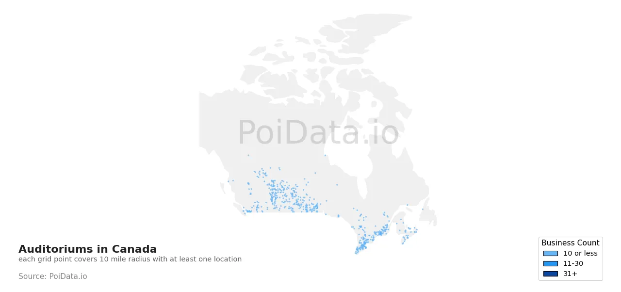 Auditorium density map for Canada