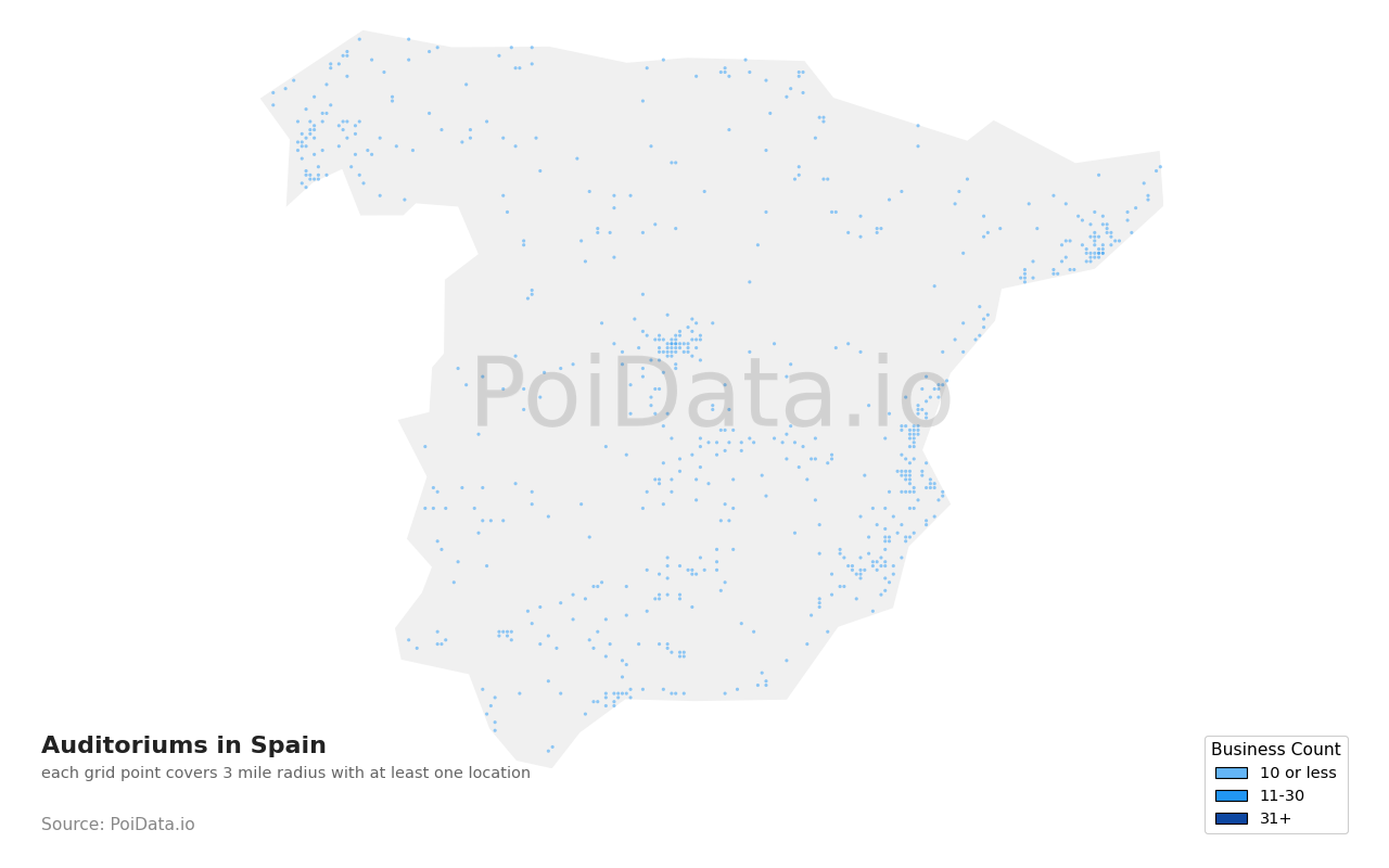 Auditorium density map for Spain
