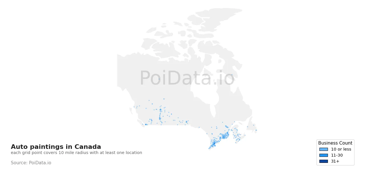 Auto painting density map for Canada