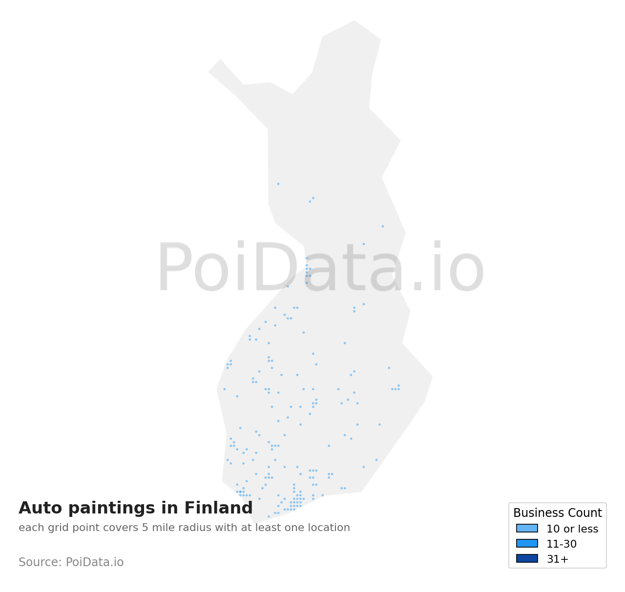 Auto painting density map for Finland