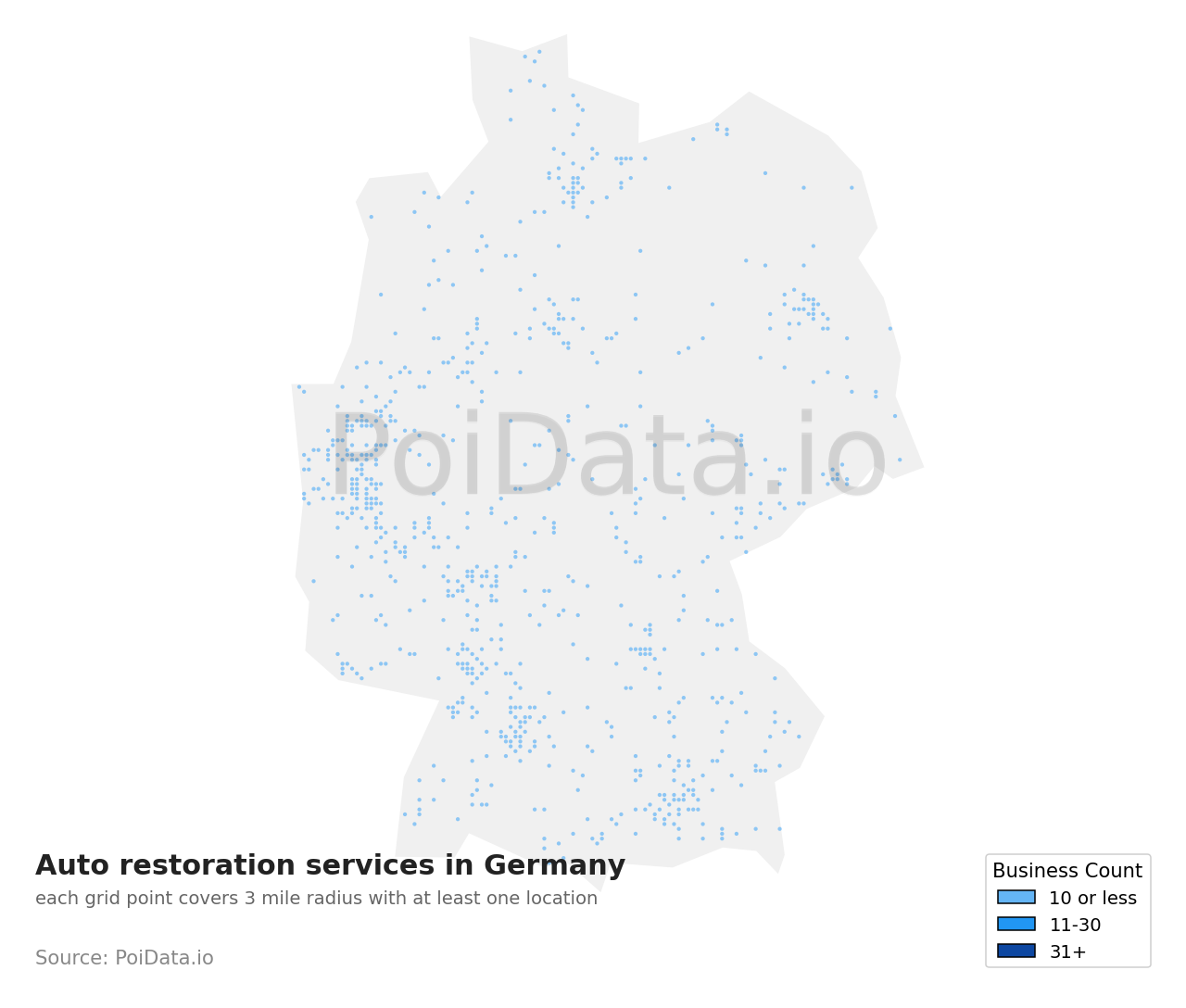 Auto restoration service density map for Germany