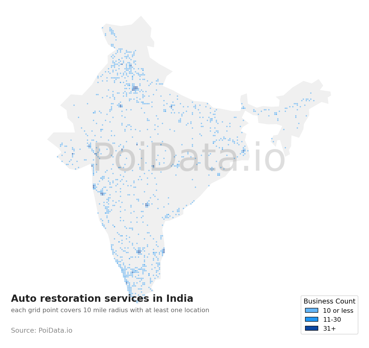 Auto restoration service density map for India