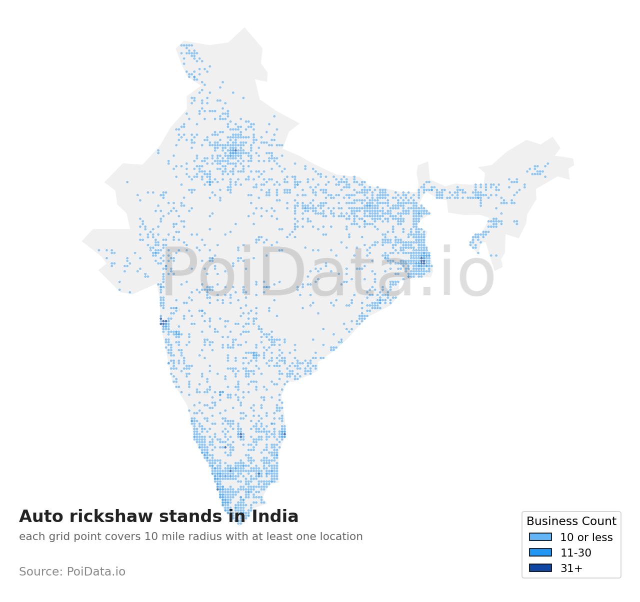 Auto rickshaw stand density map for India