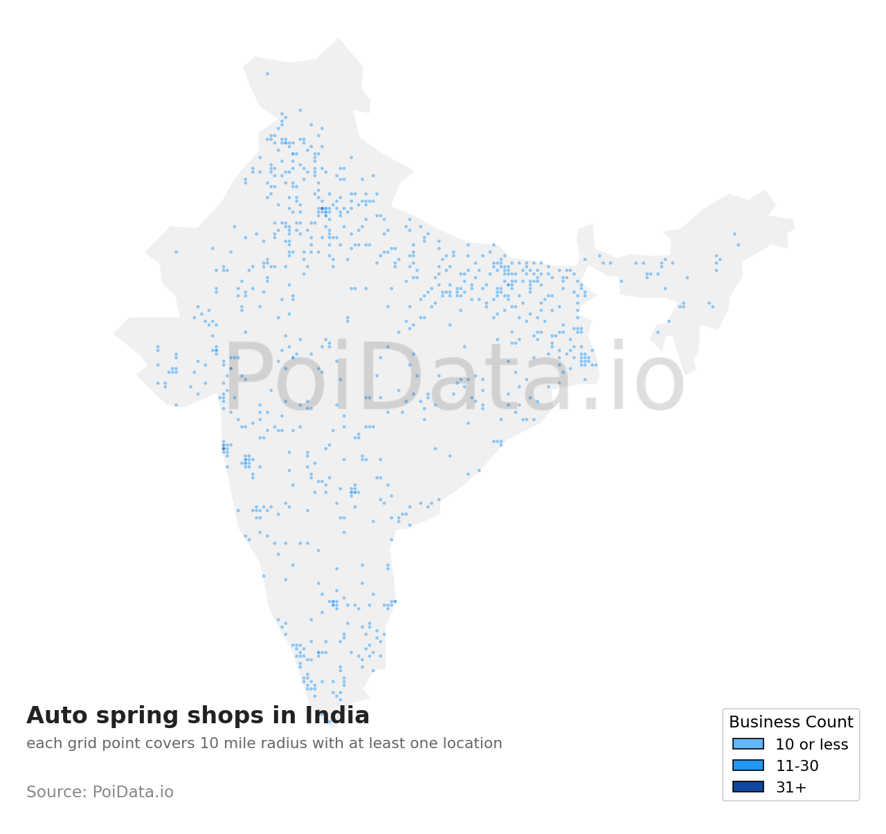 Auto spring shop density map for India