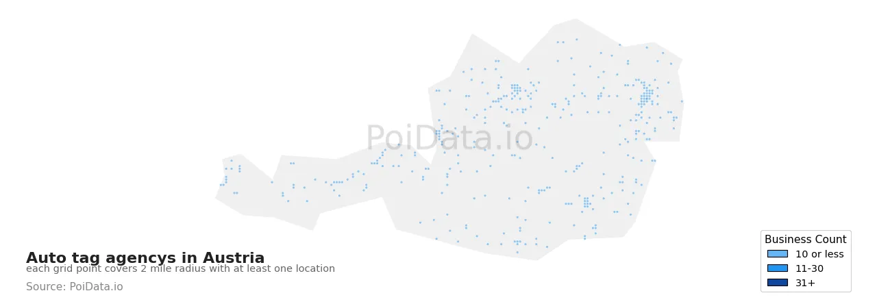 Auto tag agency density map for Austria