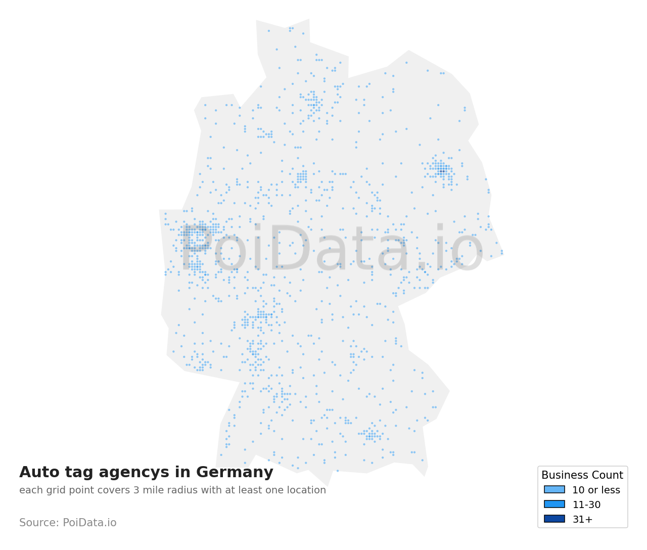 Auto tag agency density map for Germany