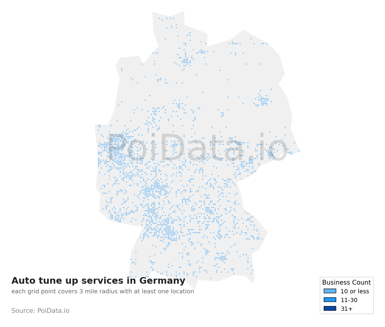 Auto tune up service density map for Germany