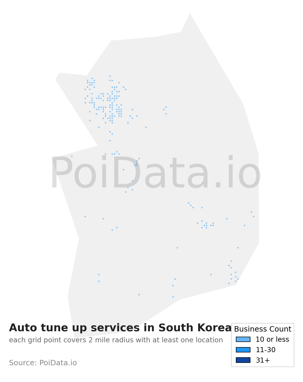 Auto tune up service density map for South Korea