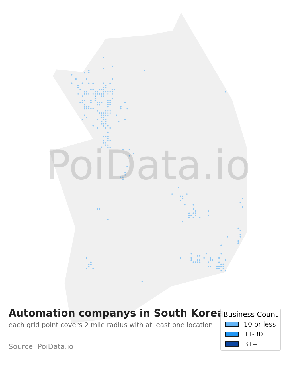 Automation company density map for South Korea