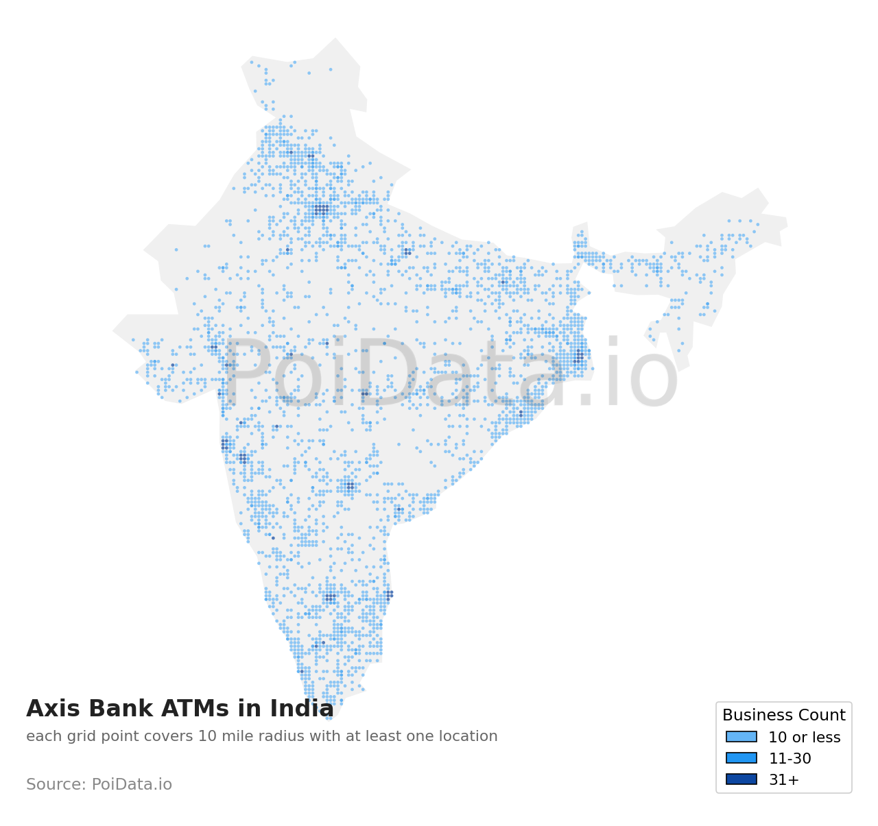 Axis Bank ATM density map for India
