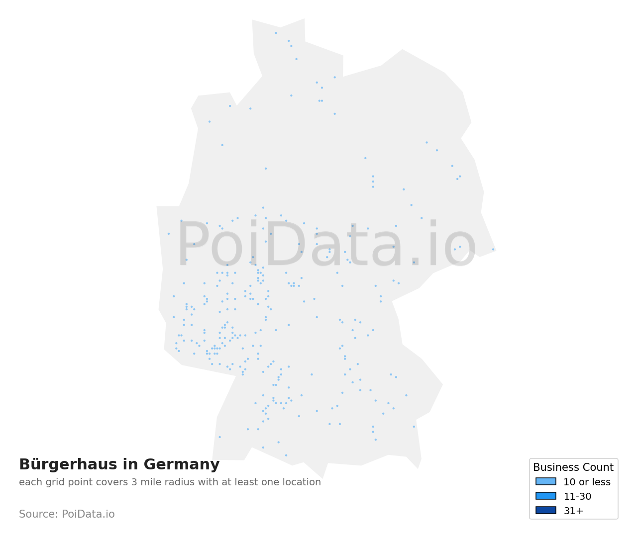 Bürgerhaus density map for Germany