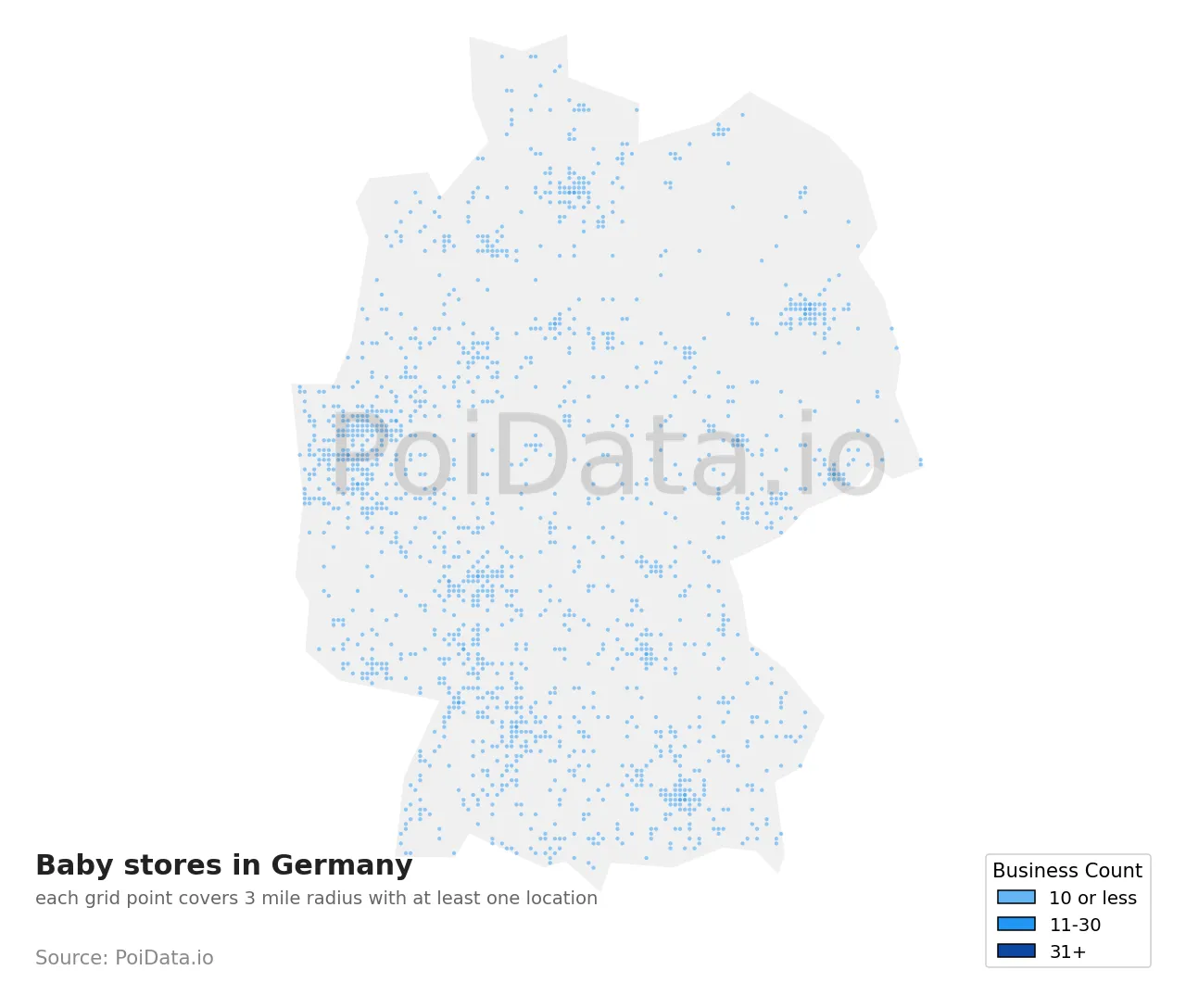 Baby store density map for Germany