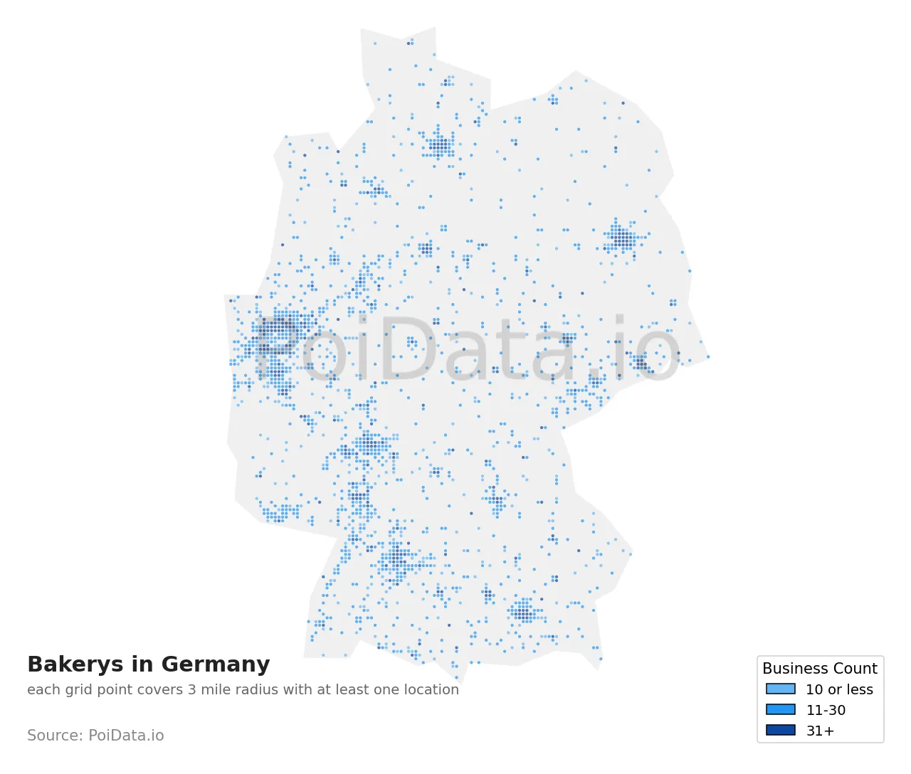 Bakery density map for Germany