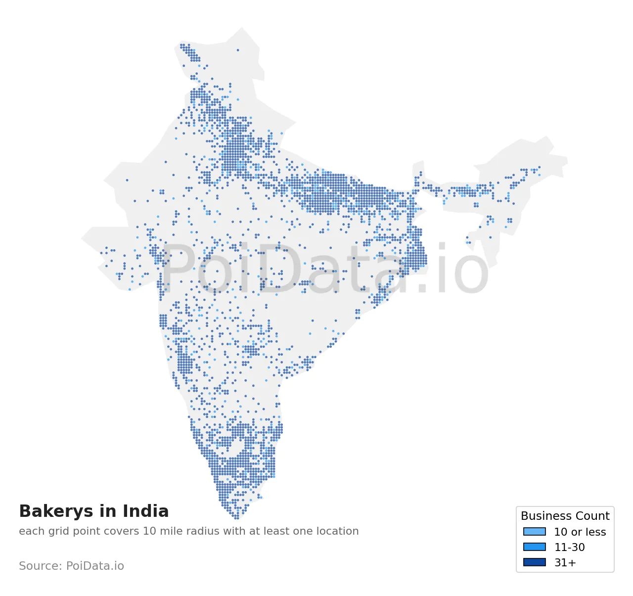 Bakery density map for India