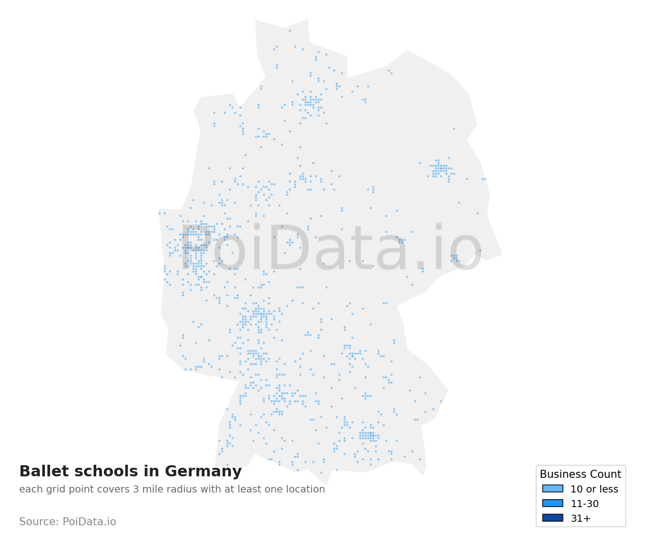 Ballet school density map for Germany