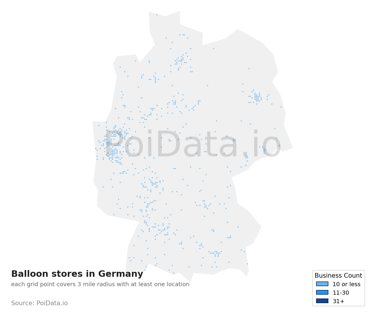 Balloon store density map for Germany