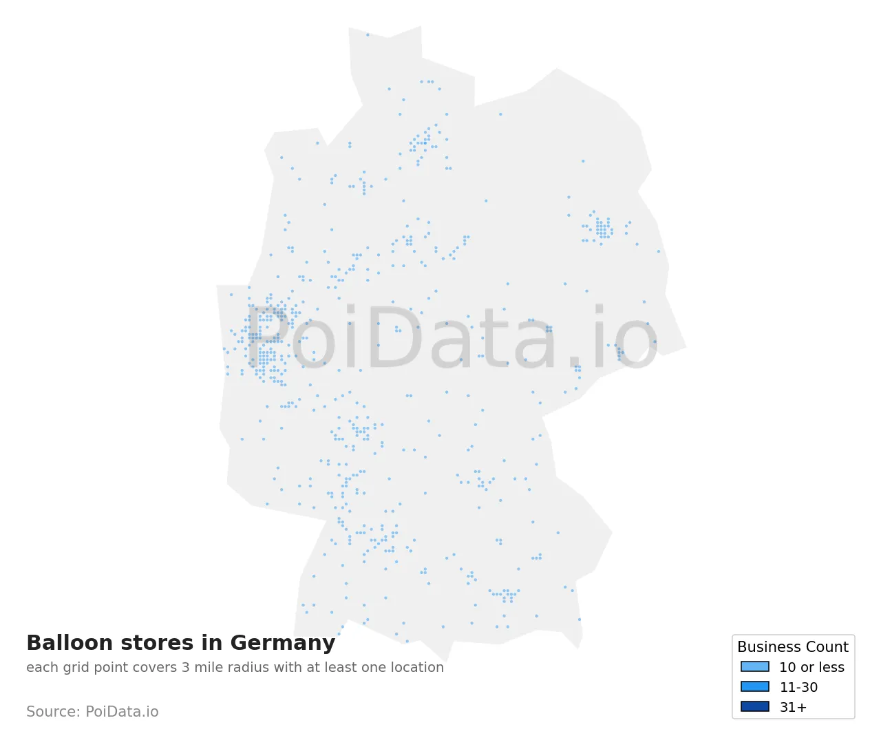 Balloon store density map for Germany