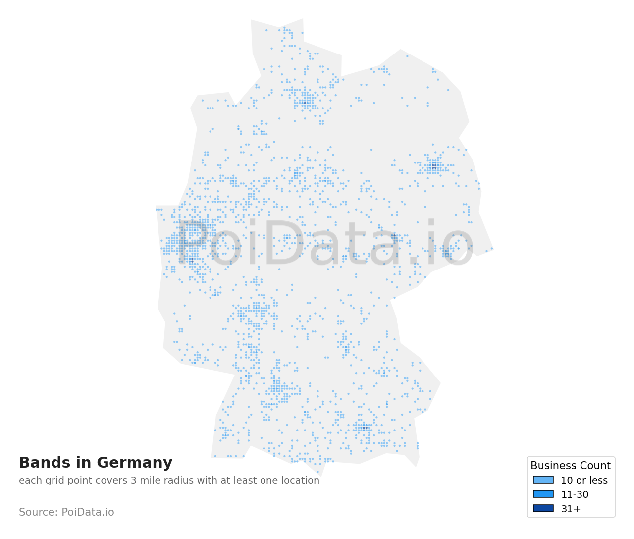 Band density map for Germany