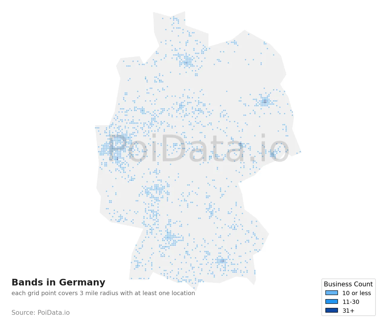 Band density map for Germany