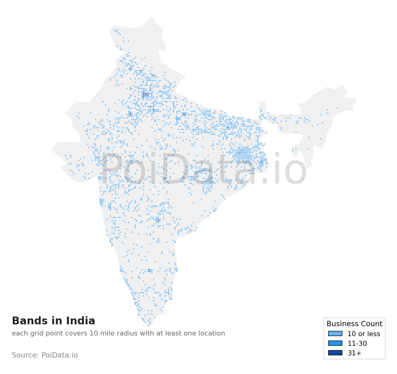 Band density map for India