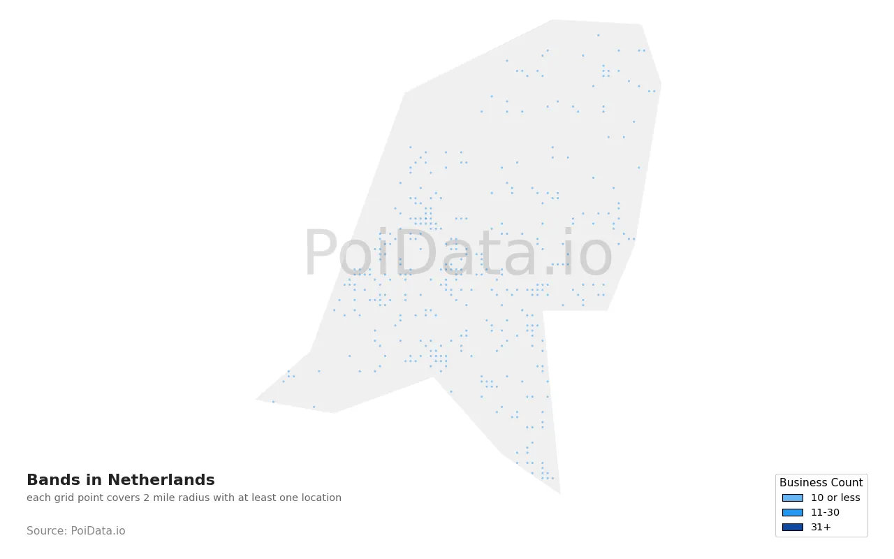 Band density map for Netherlands