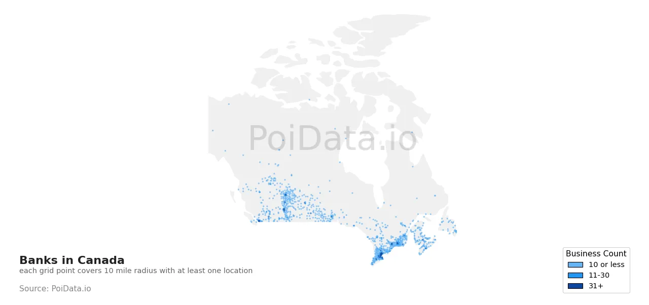 Bank density map for Canada